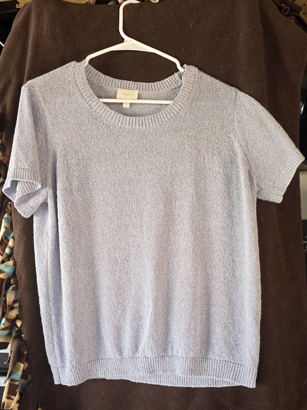 Cyrus Light Womens Lavender Short-Sleeve Crew Knit Sweater A0001